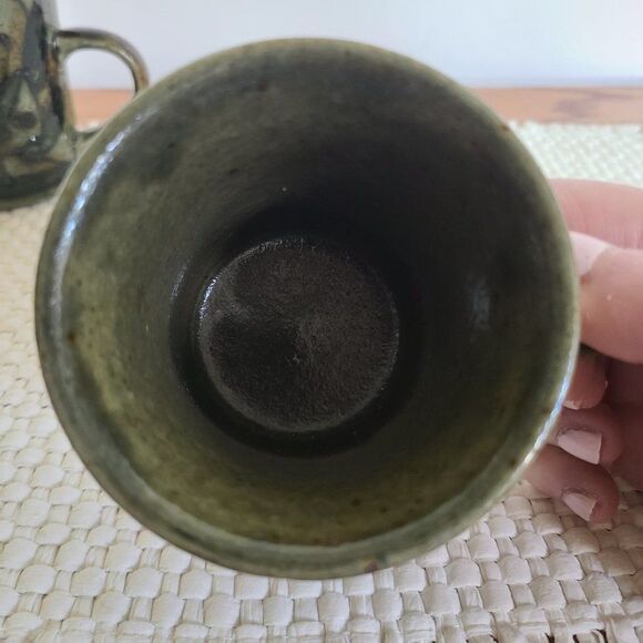 Vintage Handmade Brown Stoneware Glazed Pottery Coffee Mugs Tea Cups Eclectic - Picture 16 of 16
